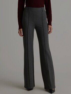 Quince Ultra-Stretch Ponte Flare Leg Pants L Charcoal